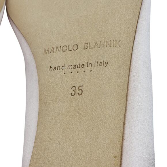 Manolo Blahnik Hangisiflat Jewel Buckle Flat Pumps - Satin - Light Pink 35 $1095 - Picture 6 of 7